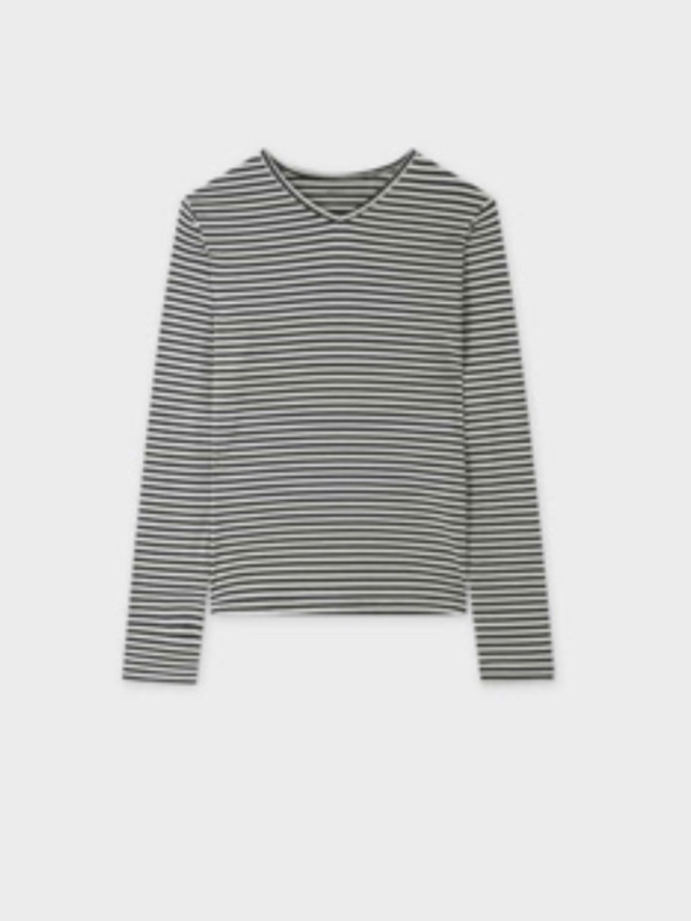 NWOT Meli Tee Shirt Thin Stripe High V Tee-Cream/Olive Small